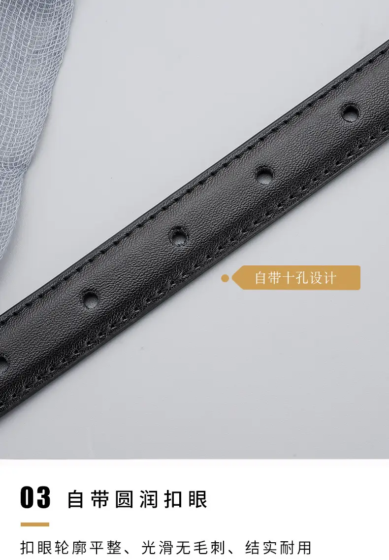 Women Brown Leather Belt with Crystal Buckle — feature 14