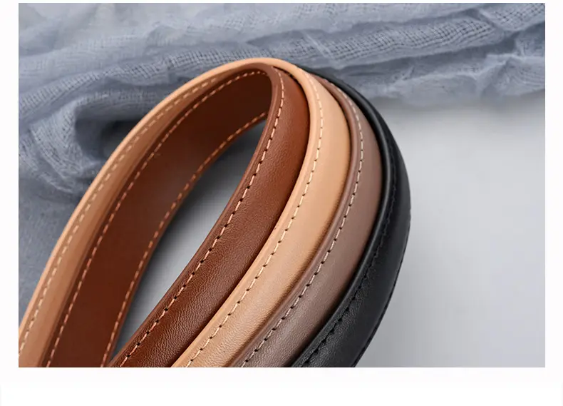Women Brown Leather Belt with Crystal Buckle — feature 8