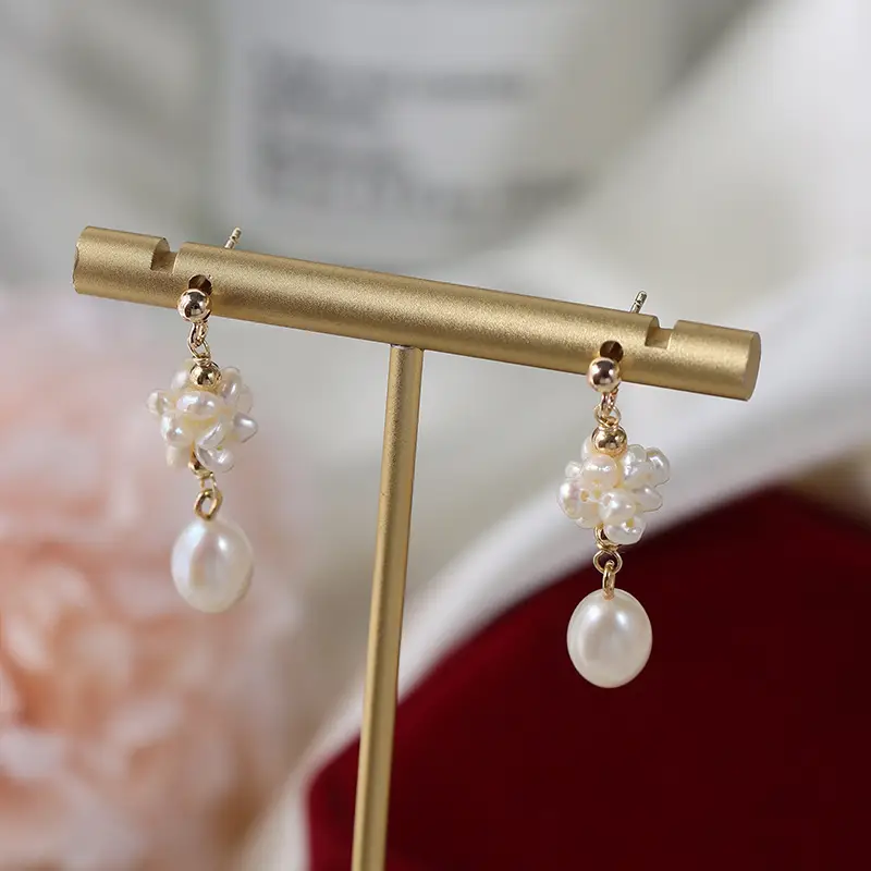 French Retro Pearl Earrings Gold Plated 925 Silver - Image 3