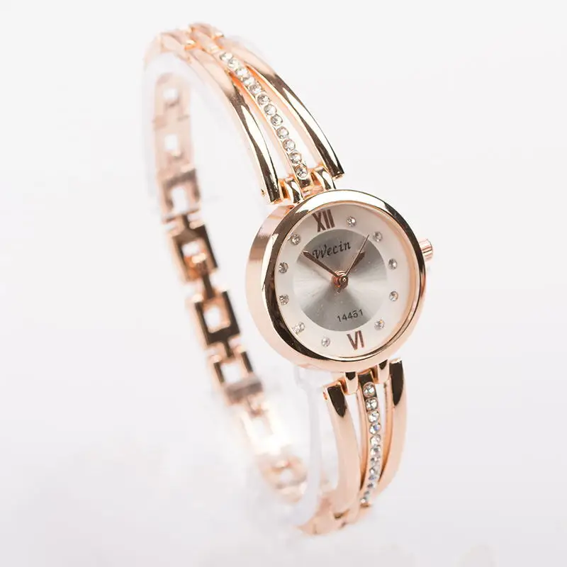 Women's Rose Gold Rhinestone Belt Watch — feature 1