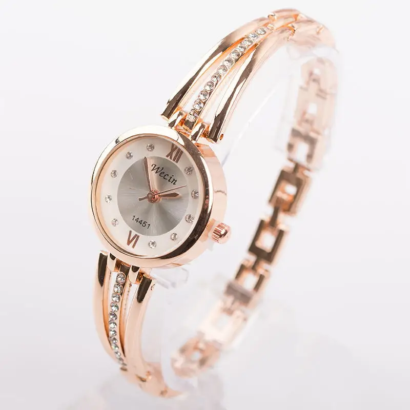 Women's Rose Gold Rhinestone Belt Watch — feature 2