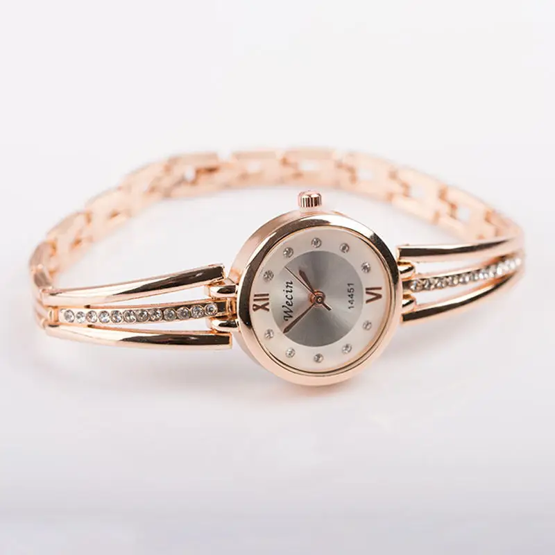 Women's Rose Gold Rhinestone Belt Watch — feature 3