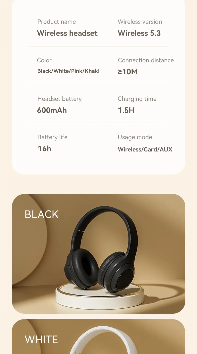 Cross-border Wireless Bluetooth Headset Long Life Solid Color — feature 14