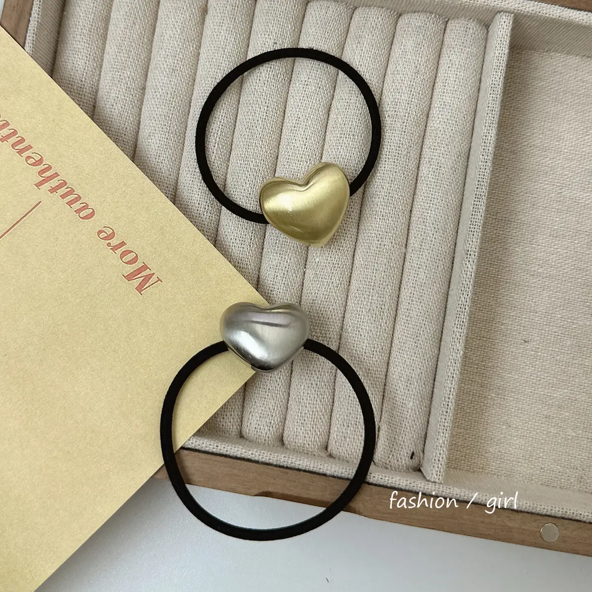 Vintage Gold Heart Hair Tie for Women