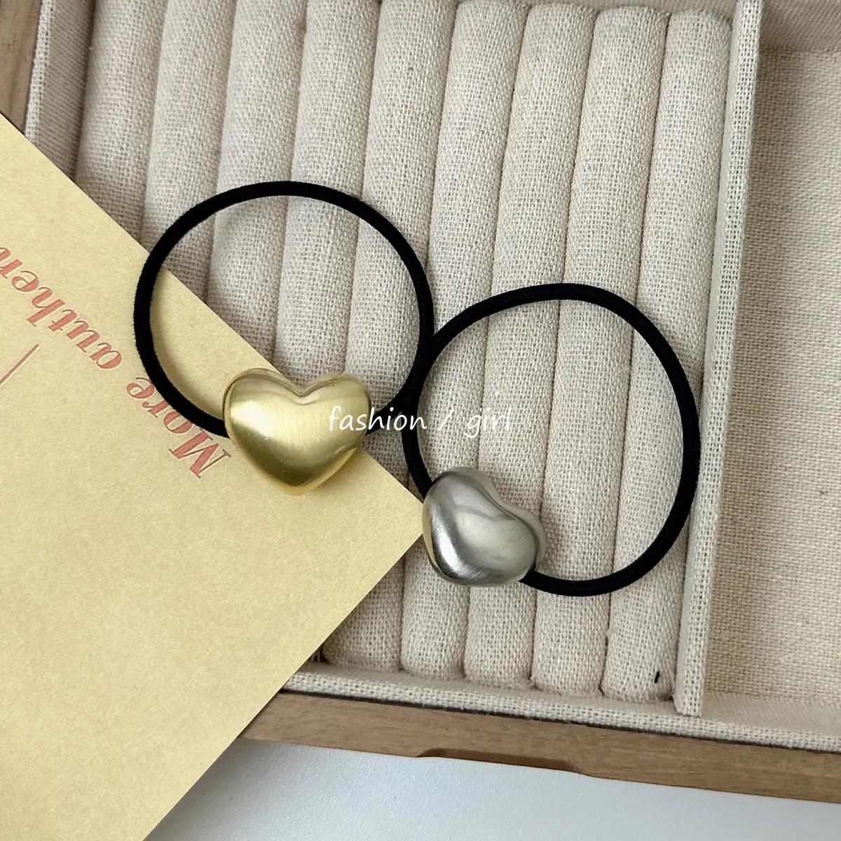 Vintage Gold Heart Hair Tie for Women