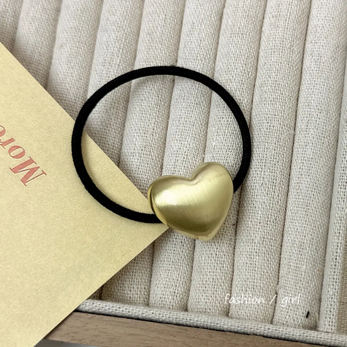 Vintage Gold Heart Hair Tie for Women