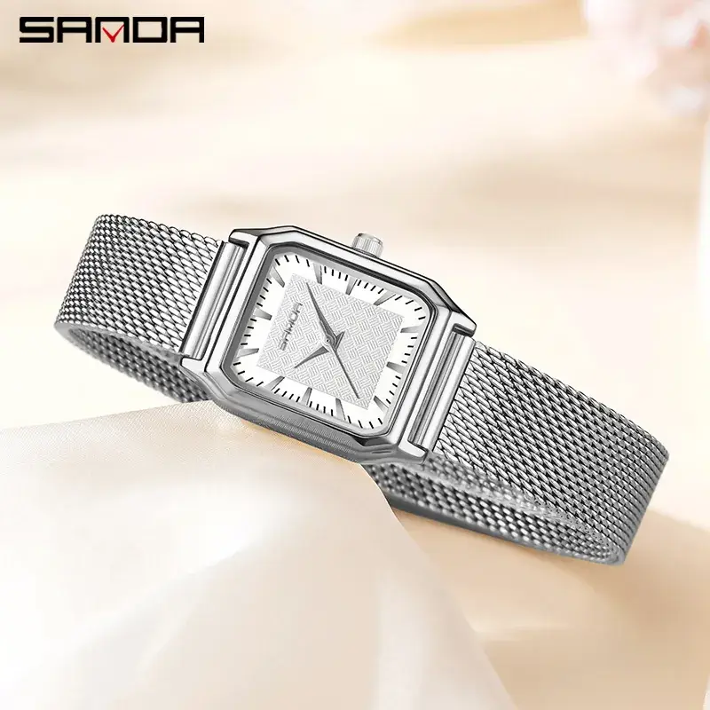 Sanda Steel Belt Women's Quartz Watch Small Square Design - Image 24