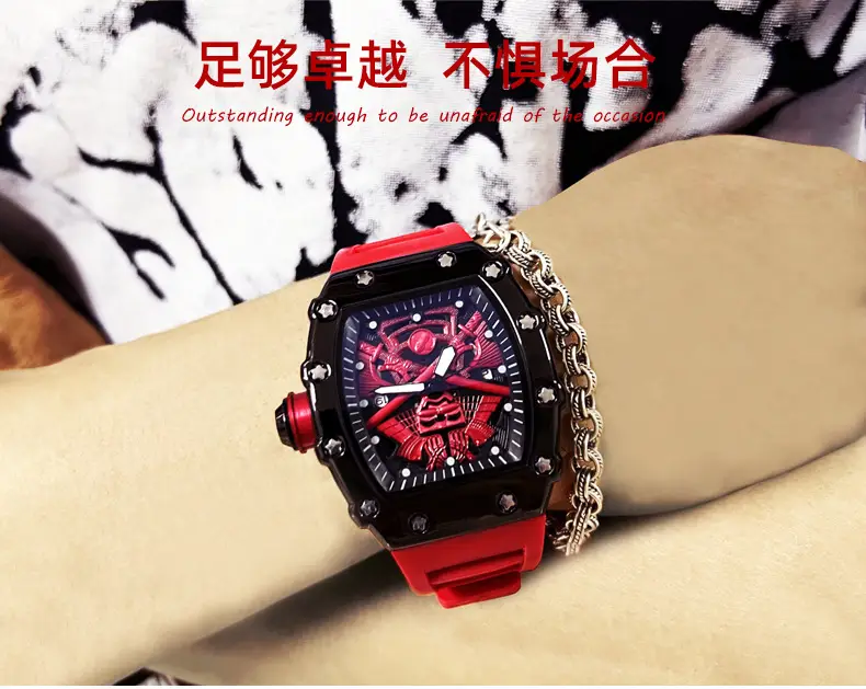 Men's Red Barrel Watch with Skeleton Design — feature 17