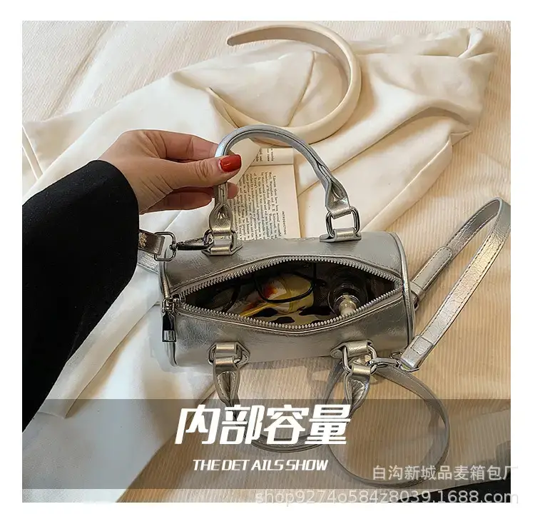 Silver Cylindrical Handbag for Women 2023 New Trend — feature 10