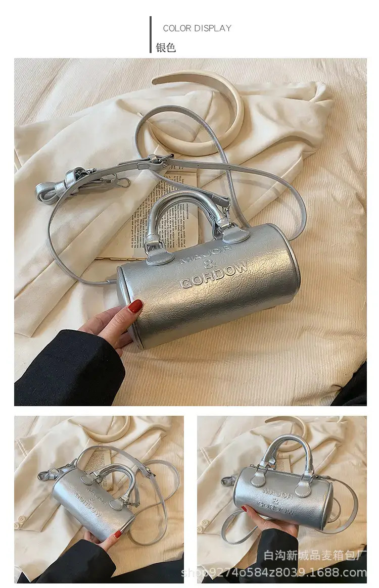 Silver Cylindrical Handbag for Women 2023 New Trend — feature 11