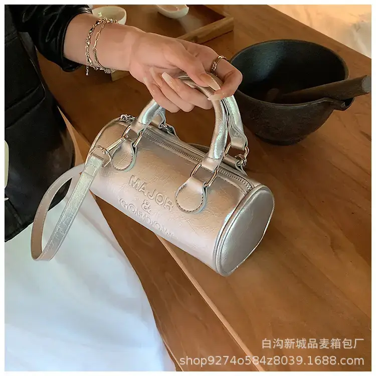 Silver Cylindrical Handbag for Women 2023 New Trend — feature 21