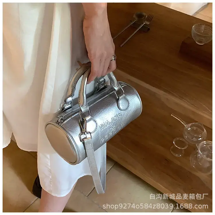 Silver Cylindrical Handbag for Women 2023 New Trend — feature 22