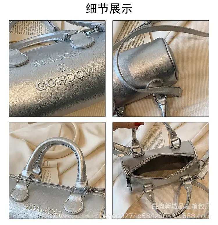 Silver Cylindrical Handbag for Women 2023 New Trend — feature 4