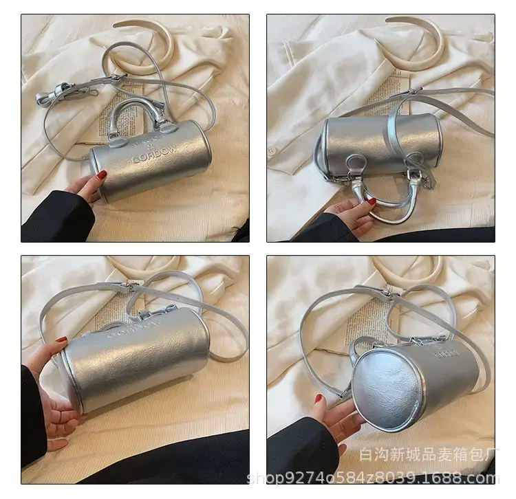Silver Cylindrical Handbag for Women 2023 New Trend — feature 5