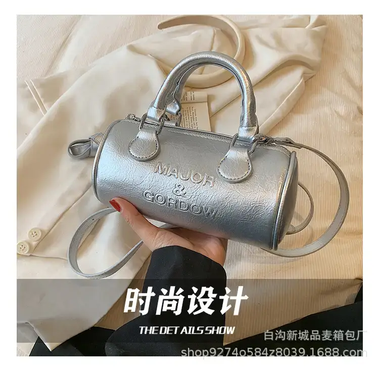 Silver Cylindrical Handbag for Women 2023 New Trend — feature 7