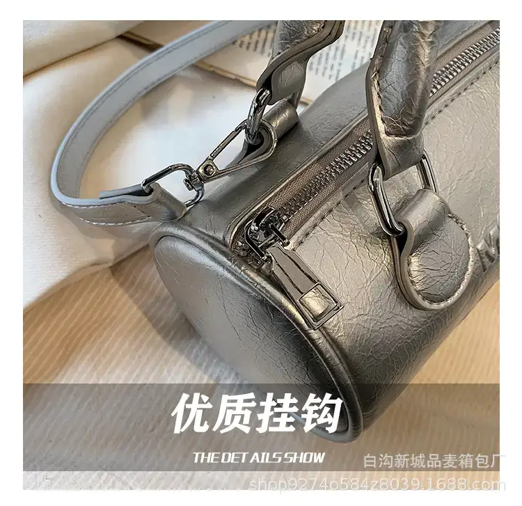 Silver Cylindrical Handbag for Women 2023 New Trend — feature 9