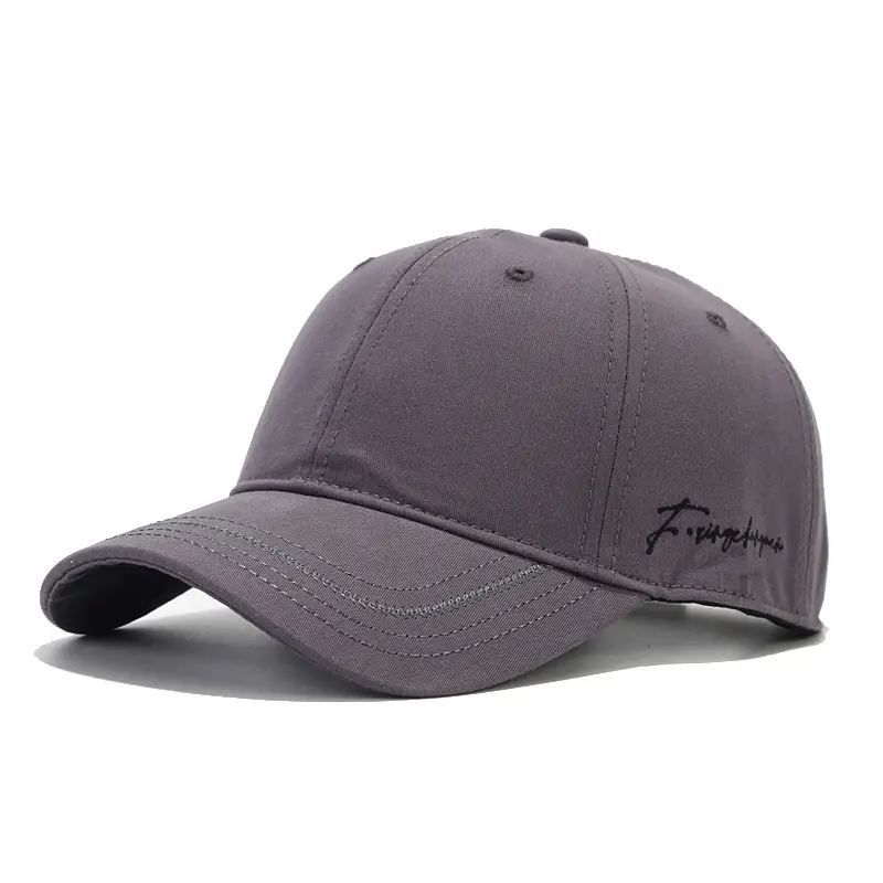 Men's Gray Embroidered Baseball Cap with Sunshade - Image 4