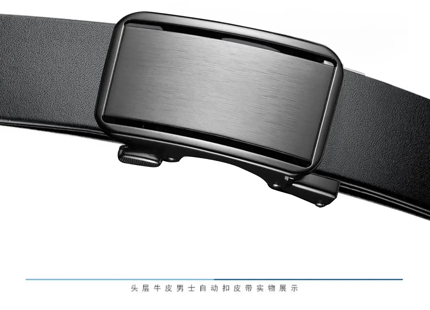 Men's Genuine Leather Belt Automatic Buckle Black β feature 16