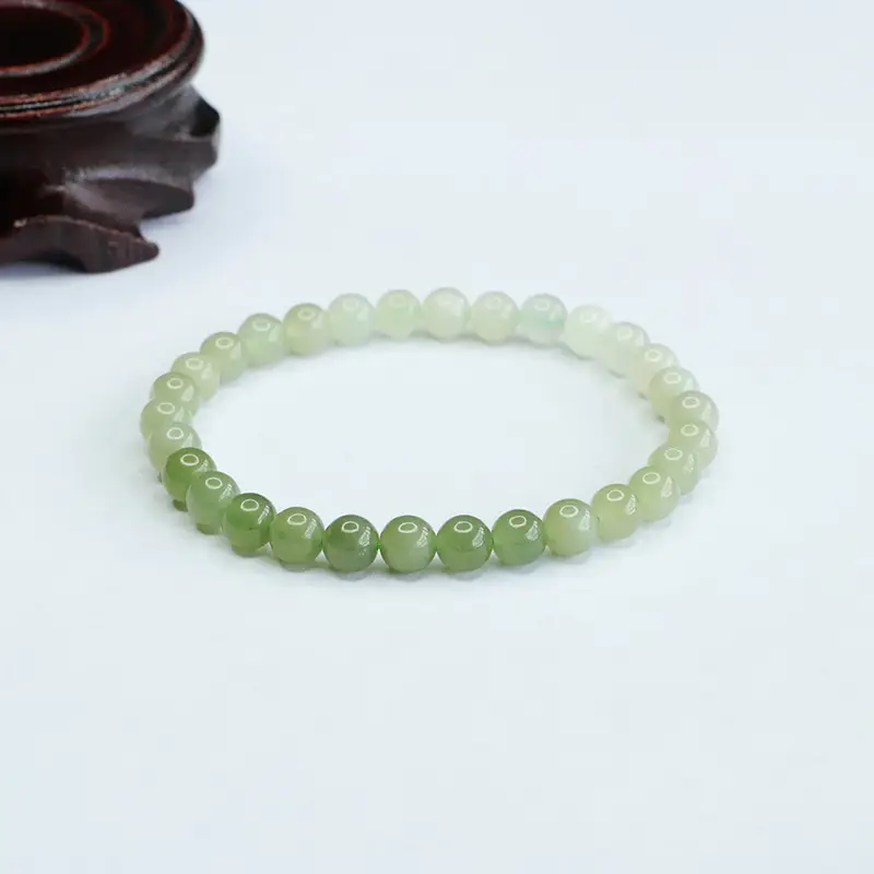 Aiyu Natural Jade Bracelet with Red Bead Gradient Design - Image 22