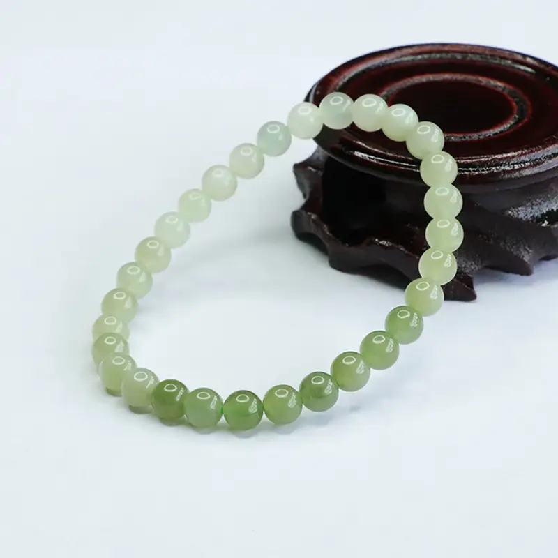 Aiyu Natural Jade Bracelet with Red Bead Gradient Design - Image 23