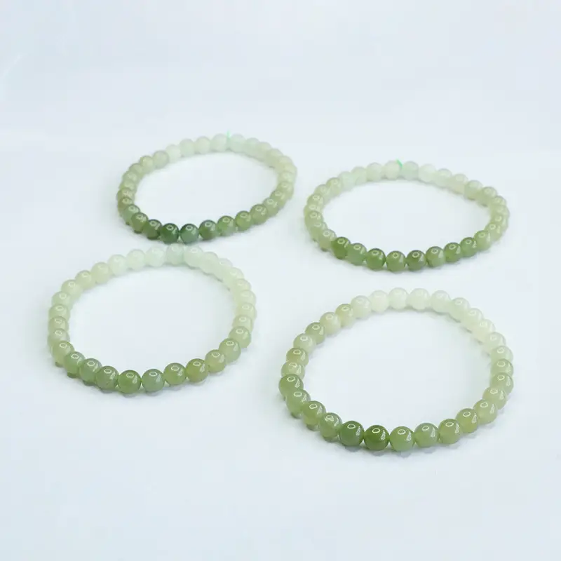 Aiyu Natural Jade Bracelet with Red Bead Gradient Design - Image 24