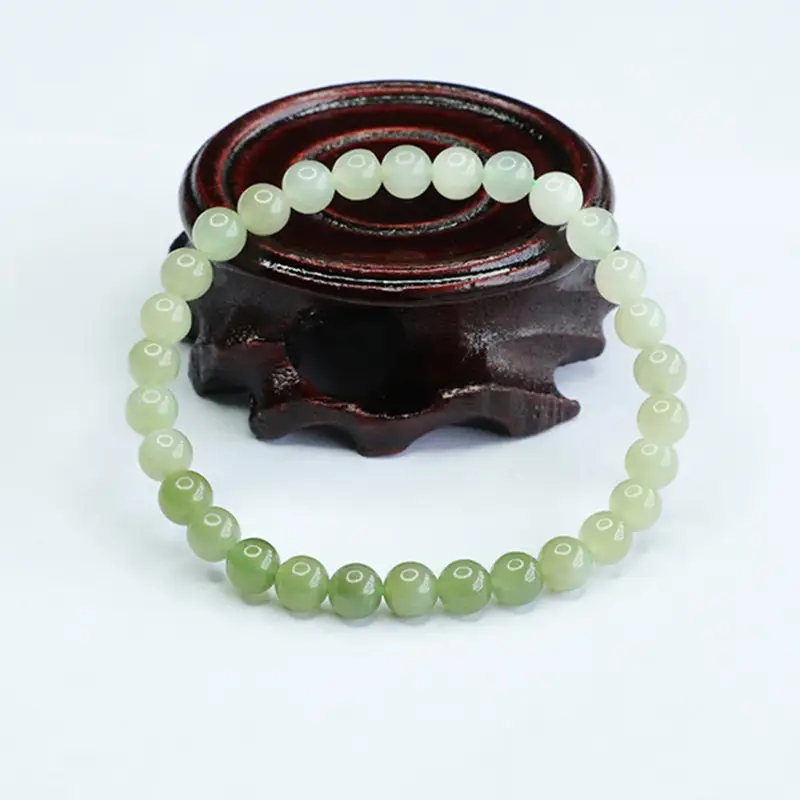 Aiyu Natural Jade Bracelet with Red Bead Gradient Design — feature 3