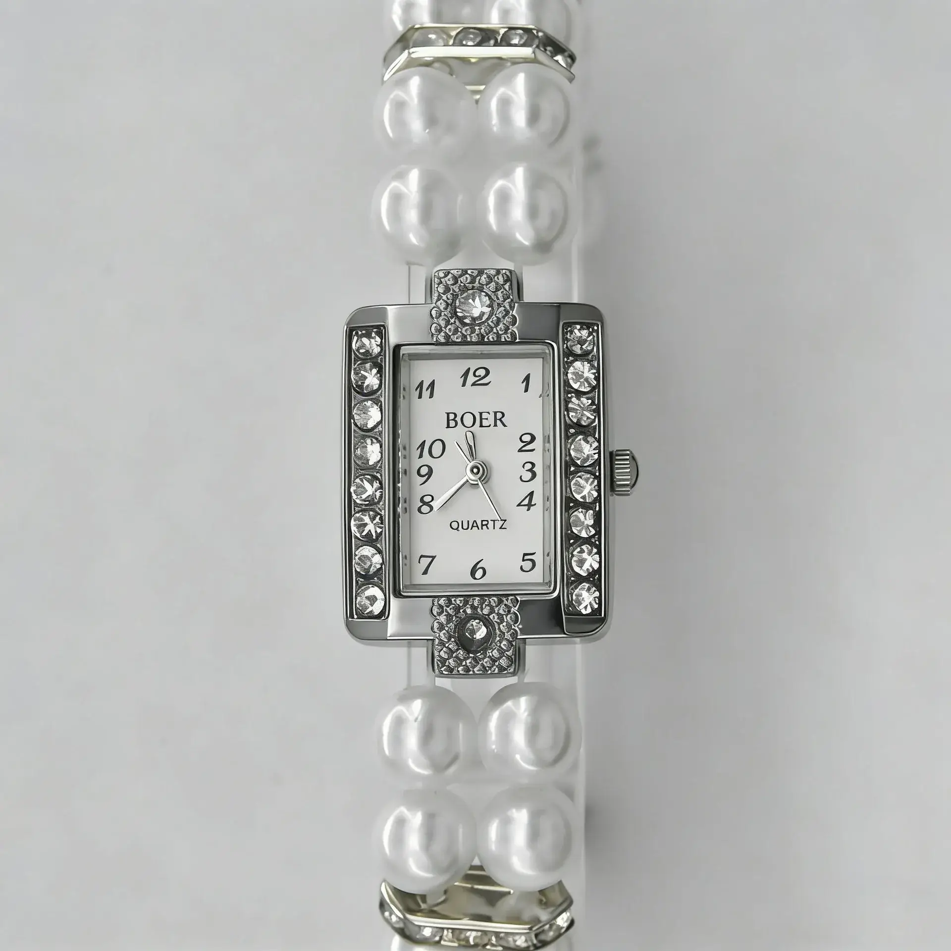 Women's Pearl Cross Bracelet Quartz Watch with Crystal Accents - Image 13