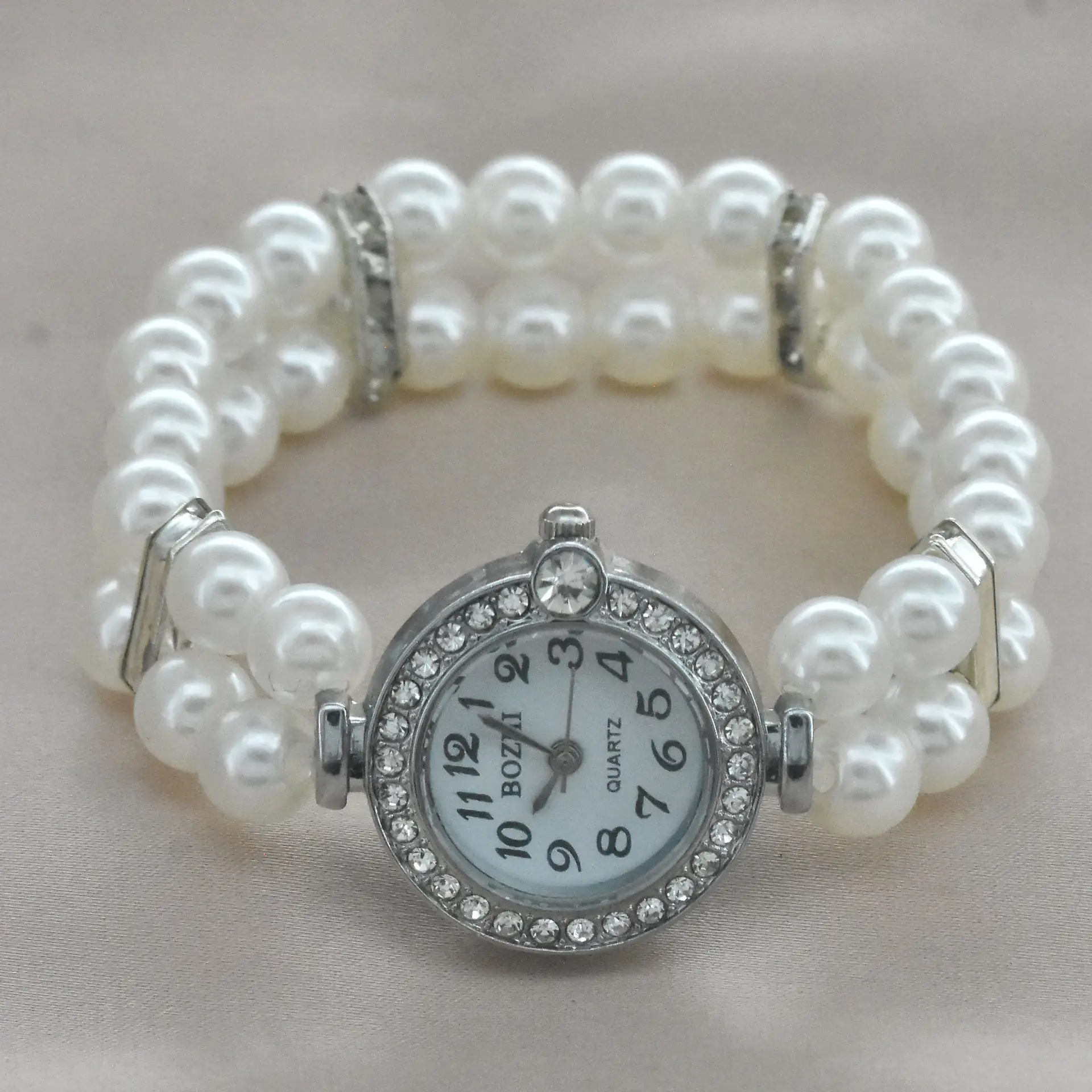 Women's Pearl Cross Bracelet Quartz Watch with Crystal Accents — feature 10