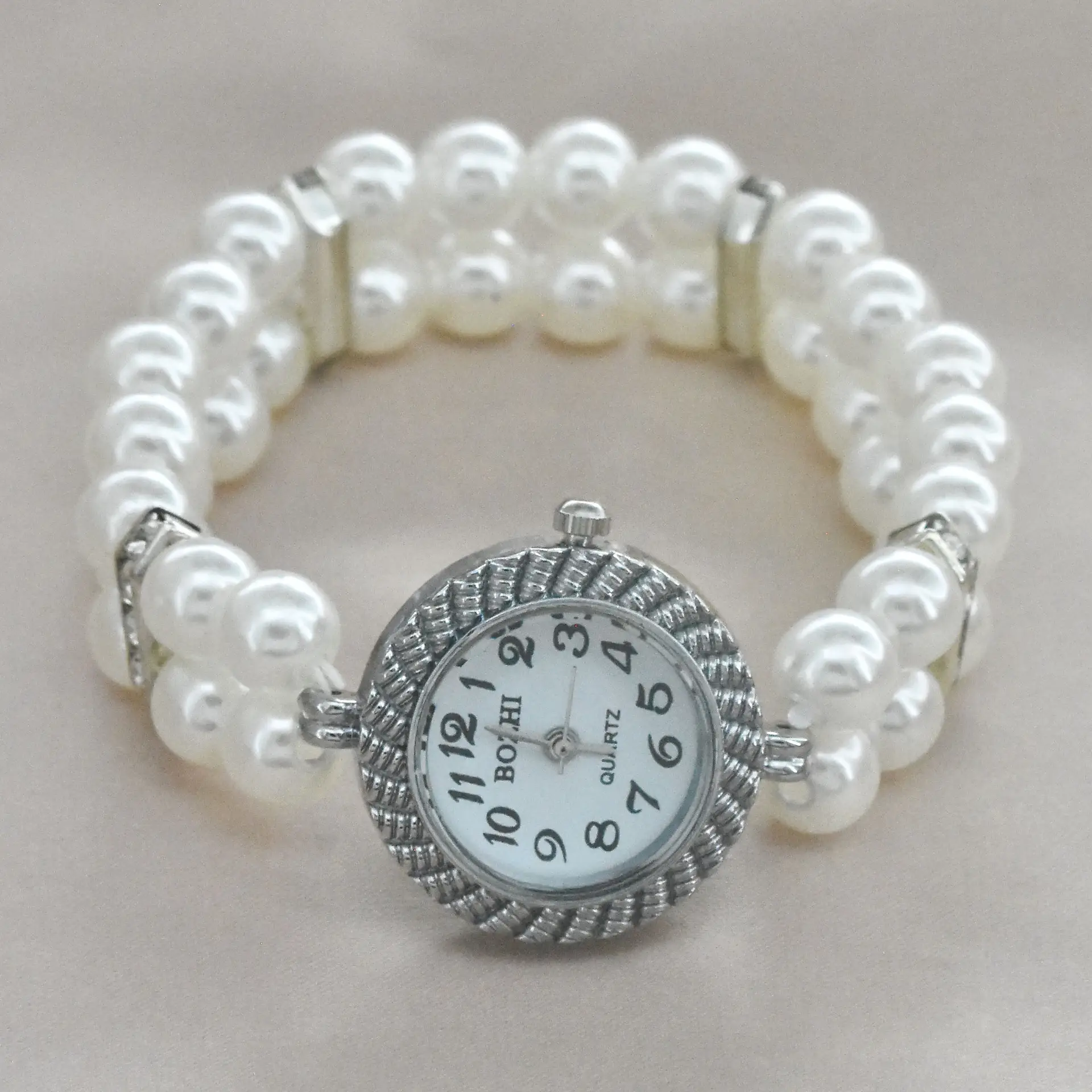 Women's Pearl Cross Bracelet Quartz Watch with Crystal Accents — feature 15