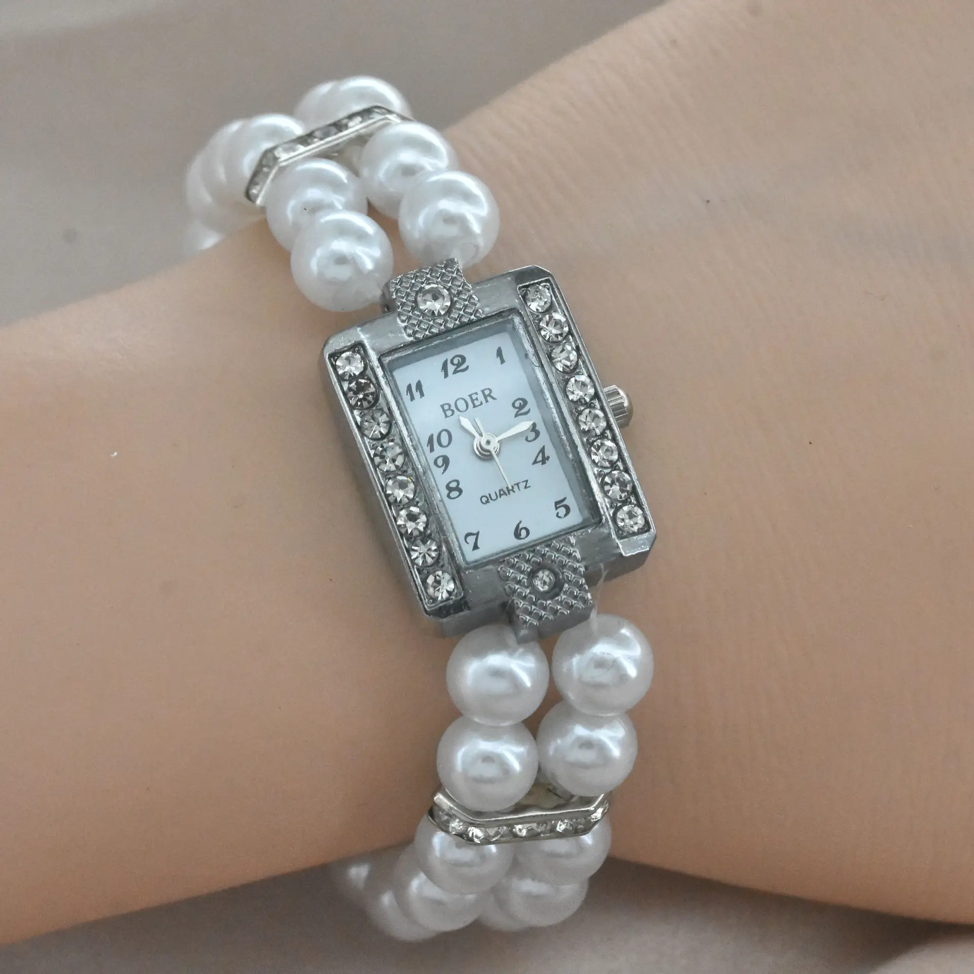 Women's Pearl Cross Bracelet Quartz Watch with Crystal Accents — feature 18
