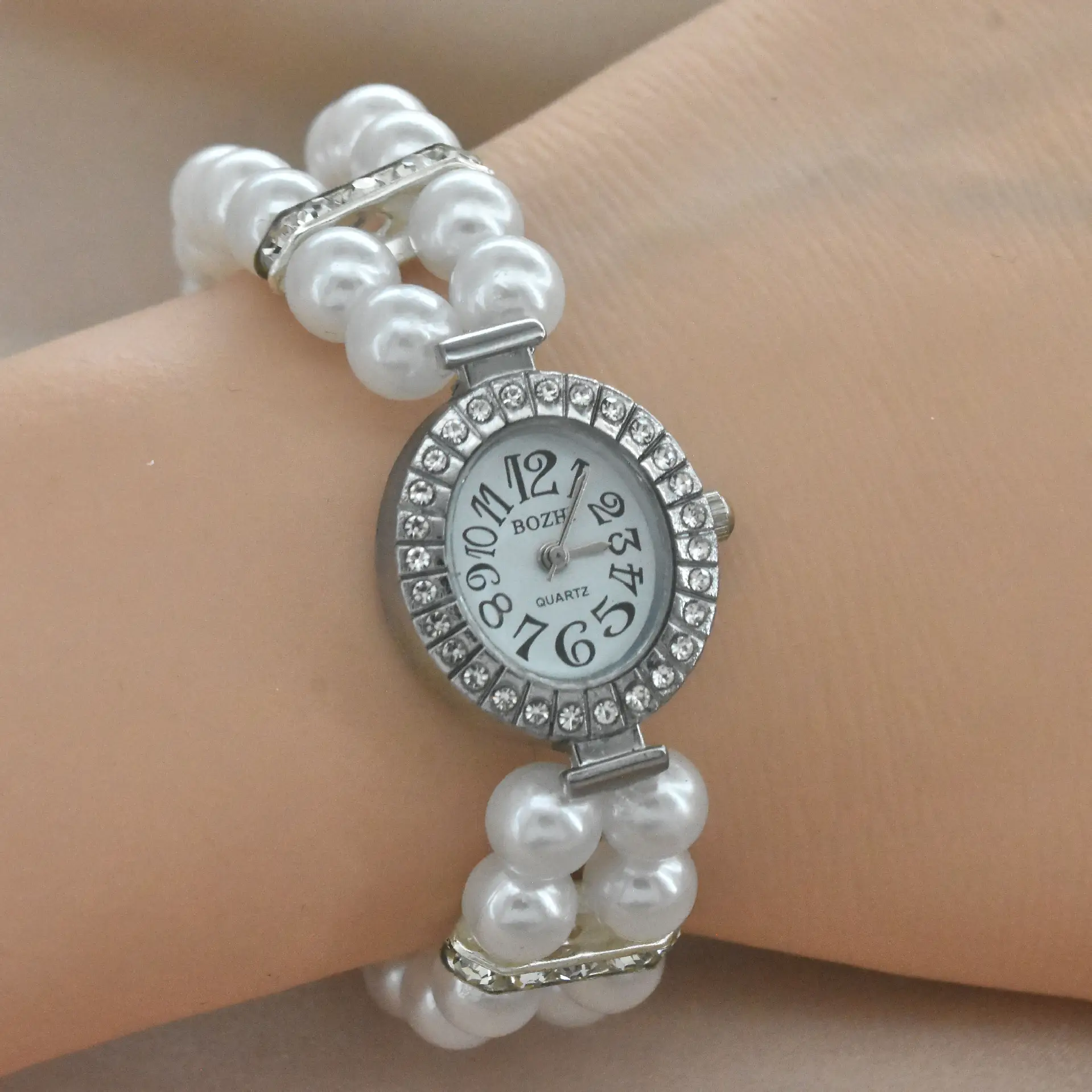 Women's Pearl Cross Bracelet Quartz Watch with Crystal Accents — feature 22