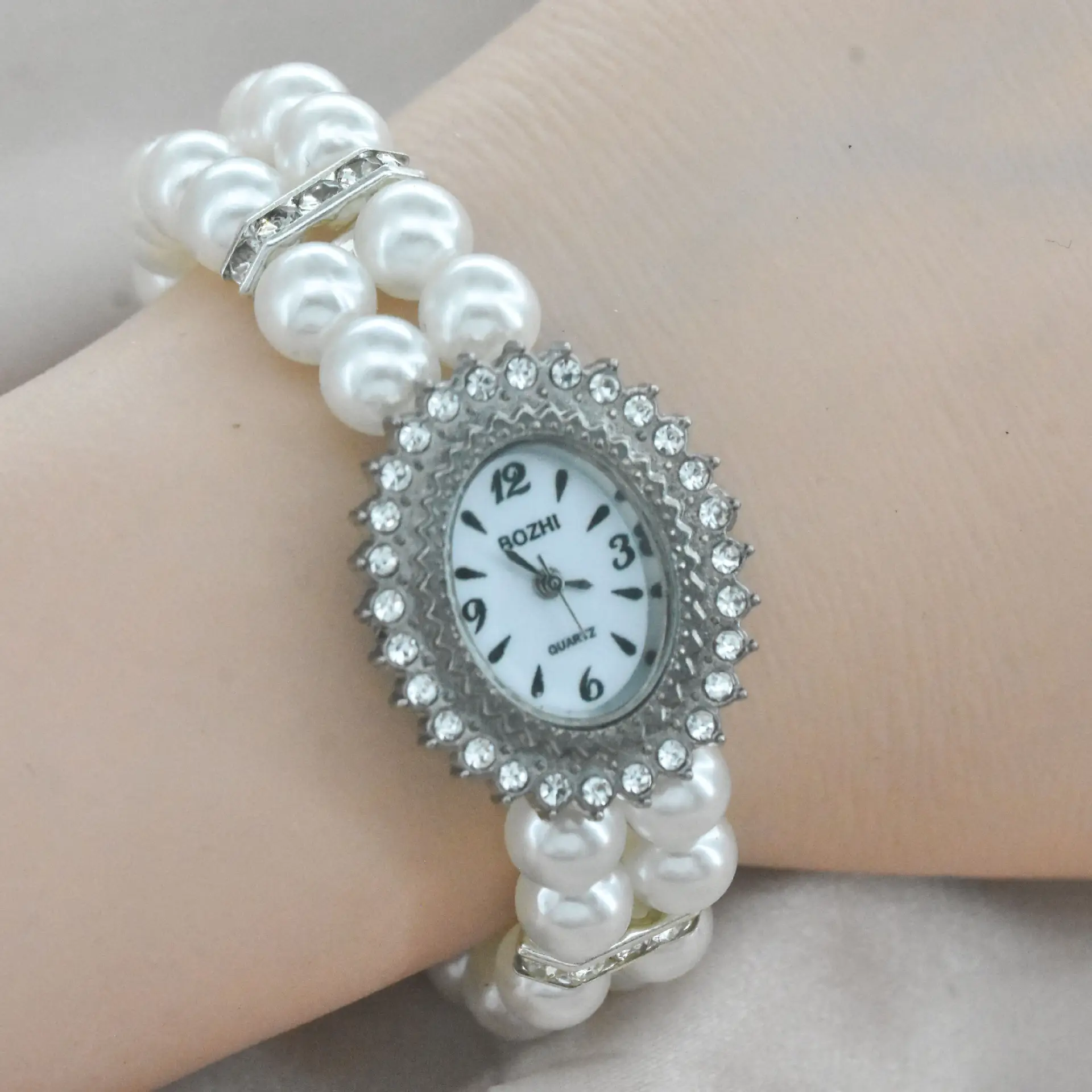 Women's Pearl Cross Bracelet Quartz Watch with Crystal Accents — feature 30