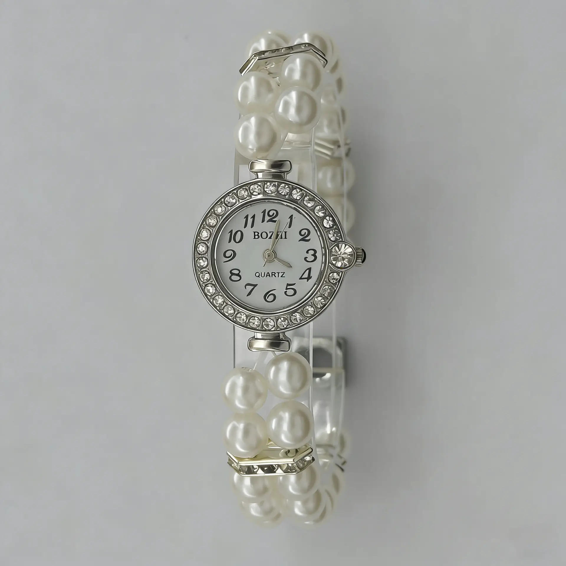 Women's Pearl Cross Bracelet Quartz Watch with Crystal Accents — feature 5