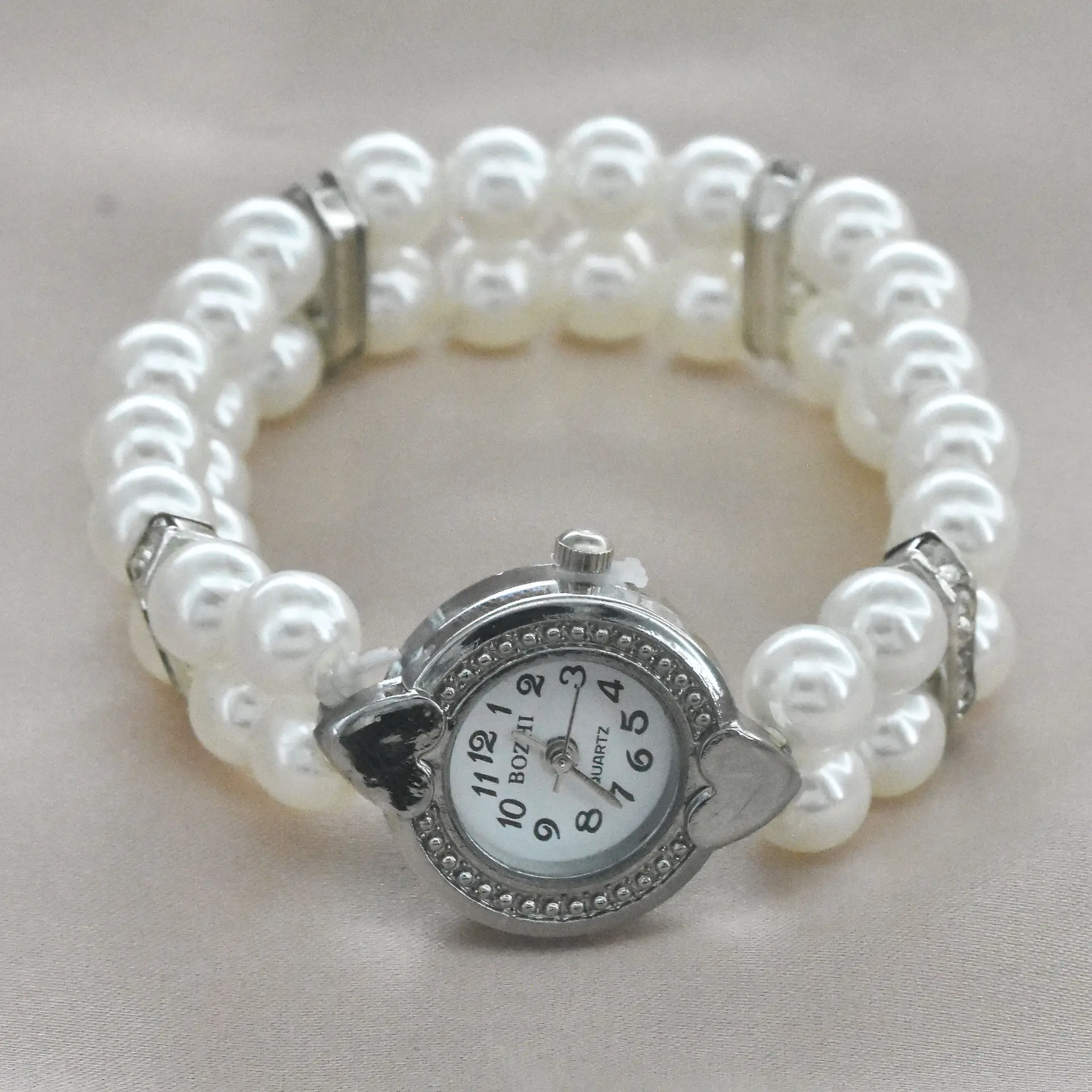 Women's Pearl Cross Bracelet Quartz Watch with Crystal Accents — feature 7