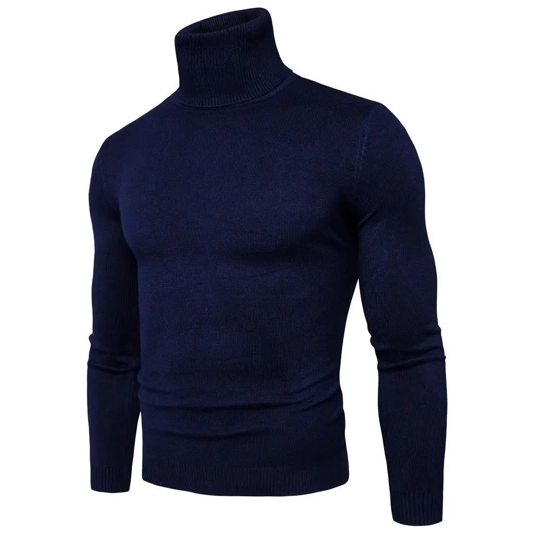 Men Navy Turtleneck Long Sleeve Sweater - Image 18