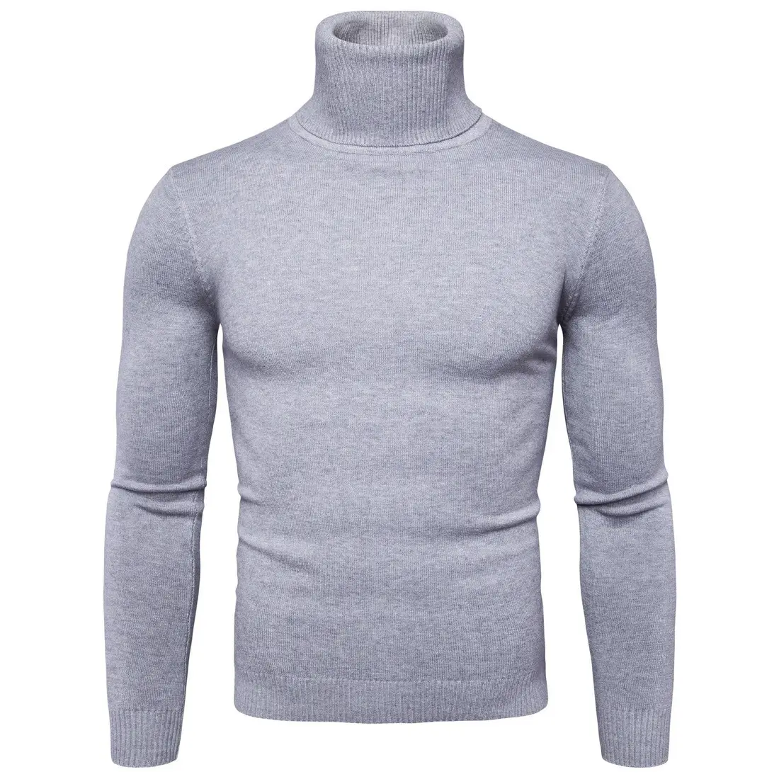 Men Navy Turtleneck Long Sleeve Sweater — feature 1