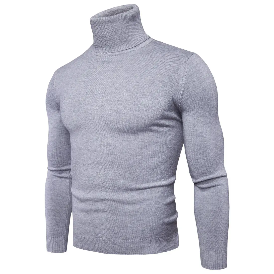 Men Navy Turtleneck Long Sleeve Sweater — feature 2