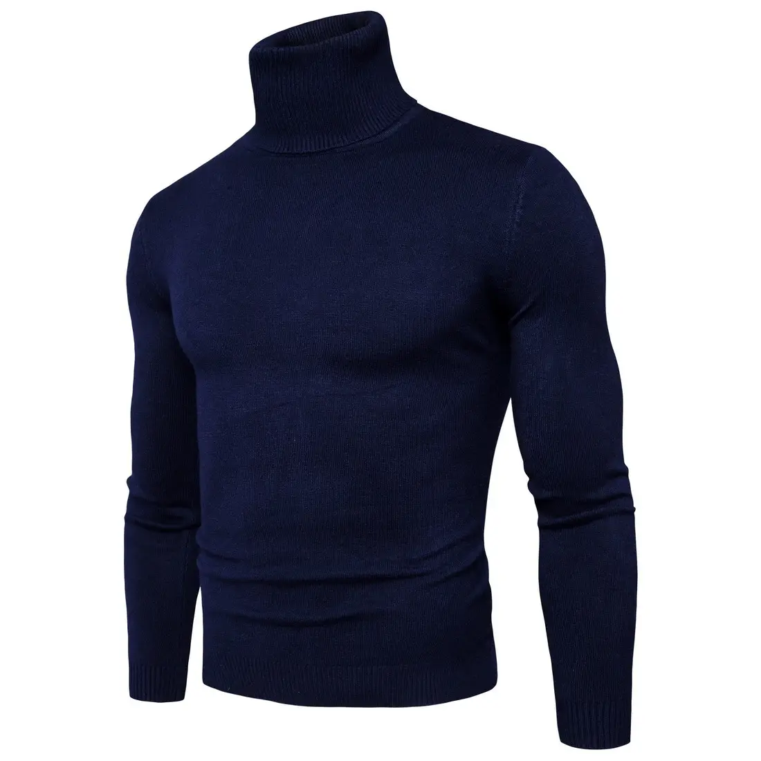 Men Navy Turtleneck Long Sleeve Sweater — feature 21