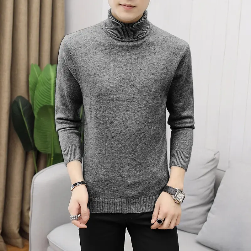 Men Navy Turtleneck Long Sleeve Sweater — feature 23