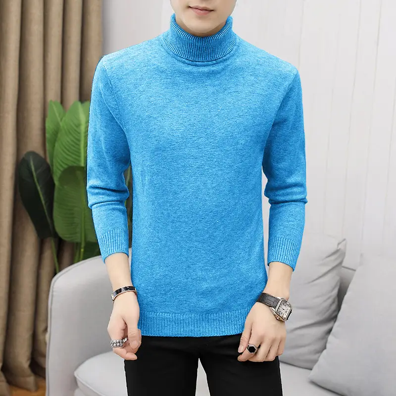 Men Navy Turtleneck Long Sleeve Sweater — feature 24