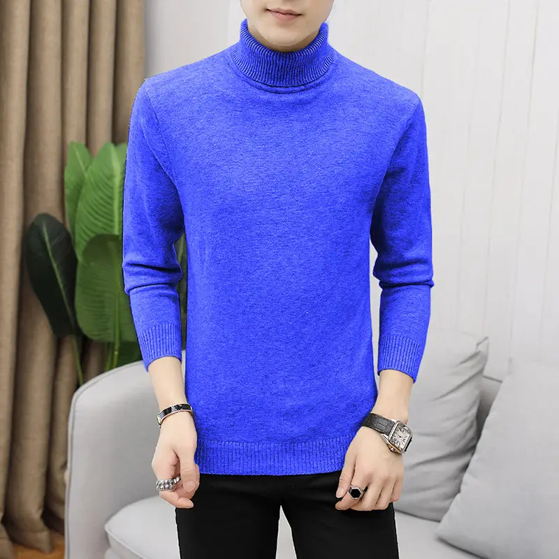 Men Navy Turtleneck Long Sleeve Sweater — feature 25