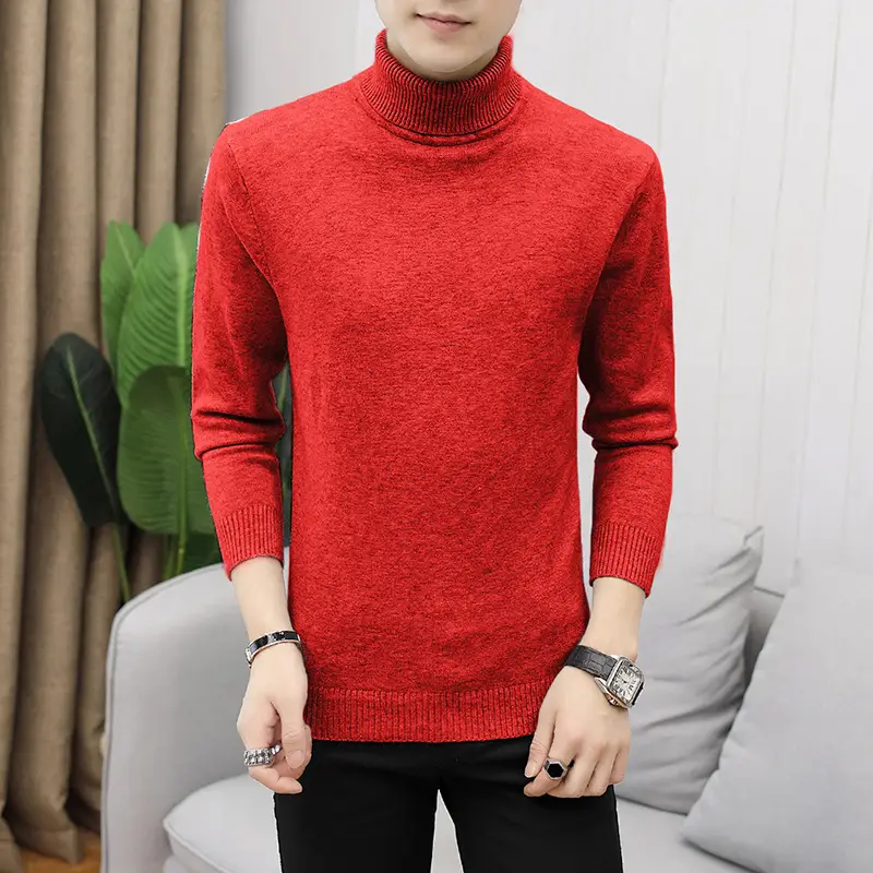 Men Navy Turtleneck Long Sleeve Sweater — feature 26