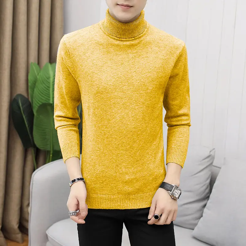 Men Navy Turtleneck Long Sleeve Sweater — feature 27