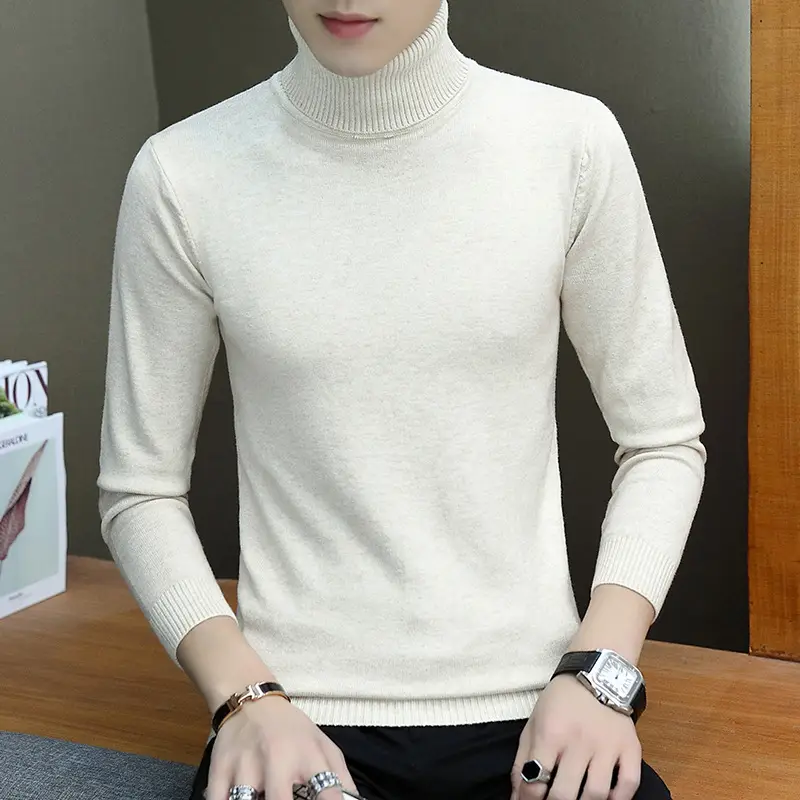 Men Navy Turtleneck Long Sleeve Sweater — feature 29