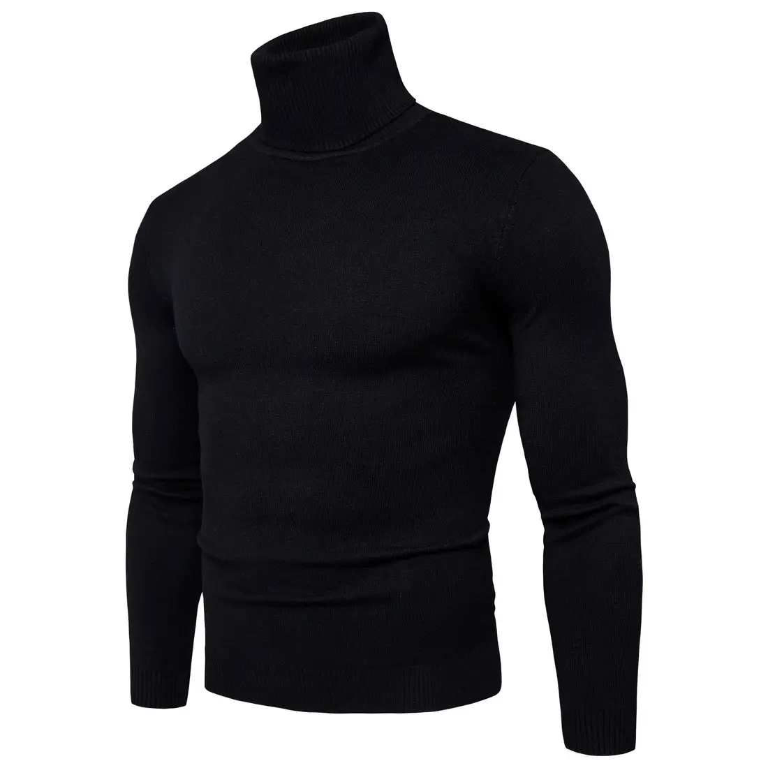 Men Navy Turtleneck Long Sleeve Sweater — feature 8
