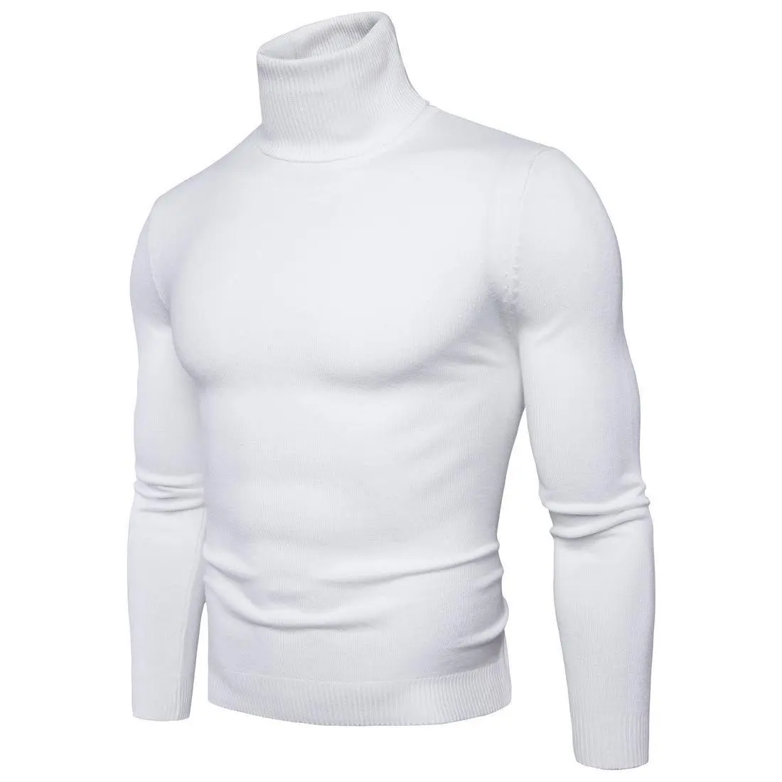 Men Navy Turtleneck Long Sleeve Sweater - Image 2