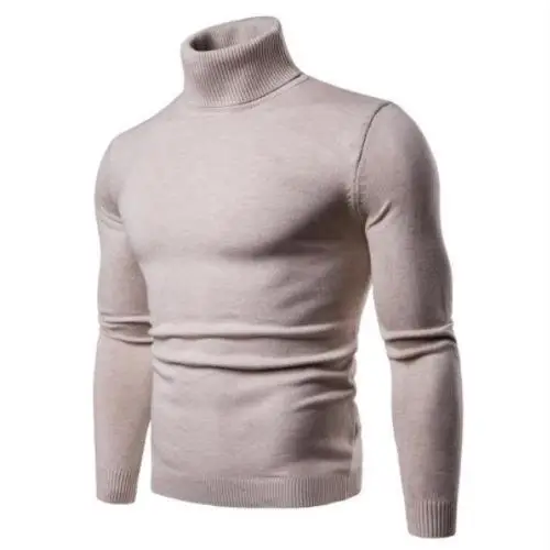 Men Navy Turtleneck Long Sleeve Sweater - Image 3