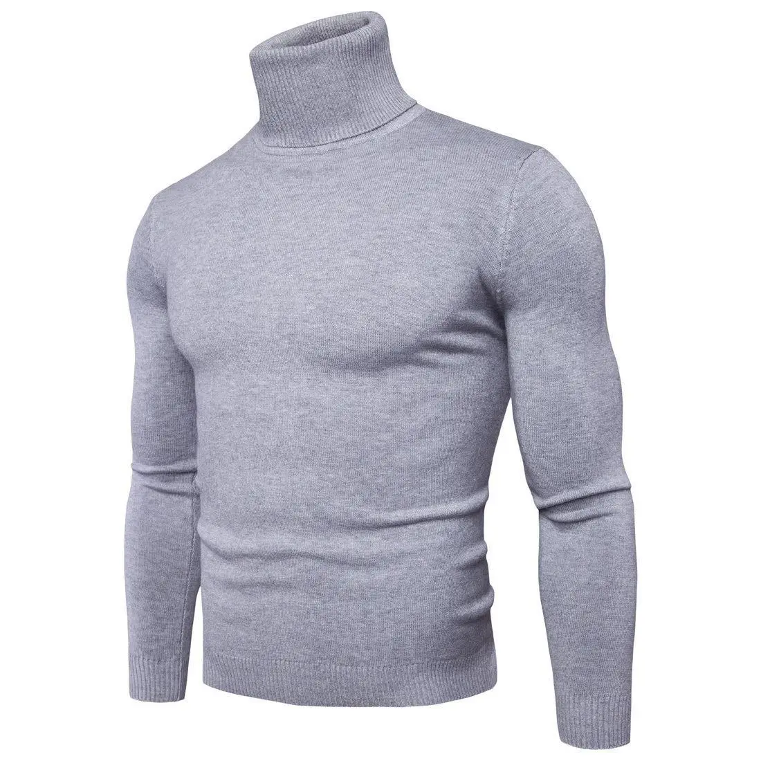 Men Navy Turtleneck Long Sleeve Sweater - Image 7