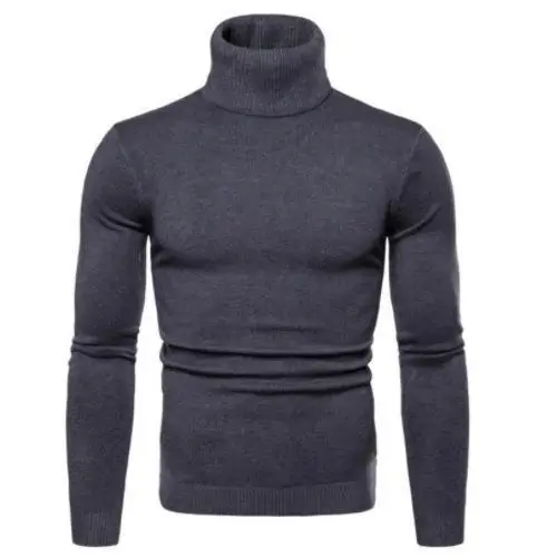 Men Navy Turtleneck Long Sleeve Sweater - Image 8