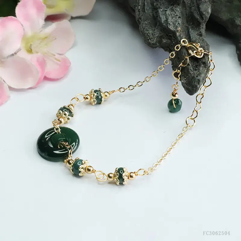 Blue Jade Horizontal Peace Ring Bracelet for Women — feature 10